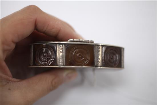 A rare late 17th century silver and tortoiseshell octagonal puzzle tobacco box, gross 3 oz.